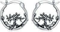 wholesale 925 Sterling Silver Tree of Life Hypoallergenic Small Hoop Earrings for Sensitive Ears-Tree