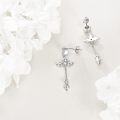 wholesale 925 Sterling Silver Star-Shaped Cubic Zirconia Dangle Cross Drop Earrings for Men & Women-0-3