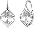 wholesale 925 Sterling Silver Tree of Life Leverback Dangle Drop Hoop Earrings for Women Gift Ideas-0-0