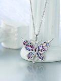 wholesale 925 Sterling Silver Butterfly Pink Ribbon Breast Cancer Awareness Necklace-0-0