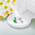 wholesale 925 Sterling Silver Green Dinosaur Heart Stud Earrings for Girls and Women's -0-2