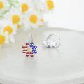 wholesale 925 Sterling Silver American Flag Flower Leverback Earrings - Patriotic Stars & Stripes Jewelry for Women-0-4