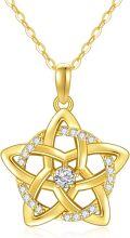 wholesale 14K Gold 0.75 ct Moissanite Star Knot Pendant Necklace for Women and Girls-0-0