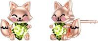 wholesale 925 Sterling Silver Pink Crystal Love Heart Fox Stud Earrings for Girls and Women-August