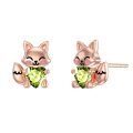 wholesale 925 Sterling Silver Cute Fox Holding Heart Earrings Wholesale Pink-0-22