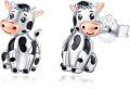 wholesale 925 Sterling Silver Cow Stud Earrings for Girls Women Kids s 3D Cute Cartoon Animals Fashion Accessories Hypoallergenic Safe Nickel Free-0-0