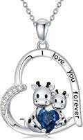 wholesale Sterling Silver Crystal Sloth Giraffe Panda Koala Highland Cow Necklace-0-5