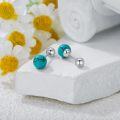 wholesale 925 Sterling Silver & Natural Turquoise Stud Earrings for Women, Minimalist 6mm Ball Design, Hypoallergenic, Gift Box-0-1