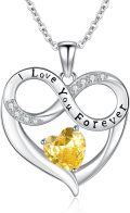 wholesale 925 Sterling Silver 12 Month Birthstone Necklace for Women I Love You Forever Engraved Heart Pendant 18 +2 Chain Valentine Mother s Day Birthday Christmas Gift-0-0
