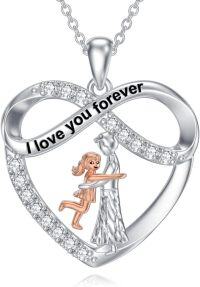 wholesale Sterling Silver Heart Necklace with Abalone Moonstone Turquoise for Grandma Granddaughter-Style 01