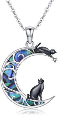 wholesale 925 Sterling Silver Moon & Cats Pendant Necklaces for Women Girls Gifts Jewelry-Moon Cat-3