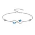 TOUPOP Sterling Silver Blue Opal Butterfly Infinity Bracelet Adjustable Gift-0-0