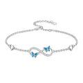 TOUPOP Sterling Silver Blue Opal Butterfly Infinity Bracelet Adjustable Gift-0-0