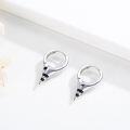 wholesale 925 Sterling Silver Black Crystal Spike Huggie Hoop Earrings Punk Style Minimalist Jewelry for Women and Men-0-1