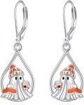 wholesale 925 Sterling Silver Halloween Ghost Drop Earrings 925 Sterling Jewelry for Women Girls Gift Idea-0-0