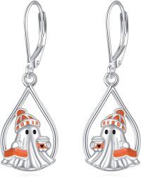 wholesale 925 Sterling Silver Halloween Ghost Drop Earrings 925 Sterling Jewelry for Women Girls Gift Idea-Goast