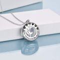 wholesale 925 Sterling Silver Blue Crystal Heart Pendant Necklace with Gymnast Design-0-5