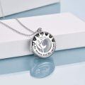 wholesale 925 Sterling Silver Blue Crystal Heart Pendant Necklace with Gymnast Design-0-5