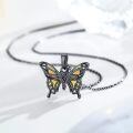 wholesale 925 Sterling Silver Butterfly Pendant Necklace Black Gold Plated Opal For Women-0-2