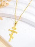 TOUPOP 14K Gold Opal Turquoise Cross Pendant Necklace-0-4