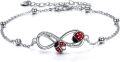 wholesale 925 Sterling Silver Infinity Love Red Black Crystal Charm Bracelet Gifts for Mom Daughter Sister Grandmother-0-0