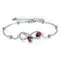 wholesale 925 Sterling Silver Infinity Ladybug Red Enamel Crystal Anklet For Women-0-0