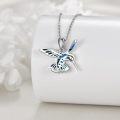 wholesale 925 Sterling Silver Hummingbird Blue Abalone Shell Inlay Pendant Necklace-0-3