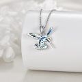wholesale 925 Sterling Silver Hummingbird Blue Abalone Shell Inlay Pendant Necklace-0-3