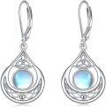 wholesale 925 Sterling Silver Celtic Knot Moonstone Leverback Drop Earrings-0-0
