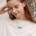 wholesale 925 Sterling Silver Rectangle Turquoise and Larimar Minimalist Bar Pendant Necklace-0-3