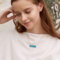 wholesale 925 Sterling Silver Rectangle Turquoise Pendant Necklace-0-3
