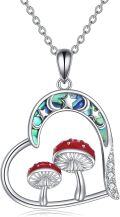 wholesale 925 Sterling Silver Red Mushroom Moon Star Pendant Necklace for Women-0-0