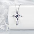 wholesale  925 Sterling Silver Rainbow Stone Cross Necklace for Women, Faith Jewelry with Birthstone Pendant, 1.06 Inch Religious Gift-0-3
