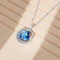 wholesale 925 Sterling Silver Blue Crystal Heart Cross Moon Star Pendant Necklace for Women Gifts-0-4