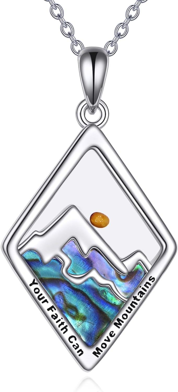 Sterling Silver Mustard Seed Faith Necklace for Women Christian Jewelry Gift-01-Mustard Seed Mountain Rhombus