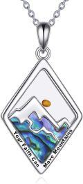 wholesale 925 Sterling Silver Abalone Shell Mountain Pendant Necklace with Mustard Seed Charm - Christian s for Women-0-0