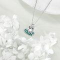 wholesale 925 Sterling Silver Frog Pendant with Green Enamel Leaves Necklace for Women-0-2