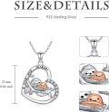 wholesale 925 Sterling Silver Sloth Heart Necklace Pendant for Women Girls Love You Forever -0-1