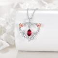 wholesale 925 Sterling Silver Gold Plated Red Crystal Teardrop Flower Pendant Necklaces for Women Gifts-0-4