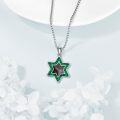 wholesale 925 Sterling Silver Green Turquoise Star of David Pendant Necklace Judaica Gifts for Women Menç¹å¤ªæç¤¼ç©-0-2