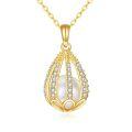 wholesale 14K Gold Freshwater Pearl and Cubic Zirconia Daisy Pendant Necklace-0-0