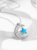 wholesale Sterling Silver Moon Star Necklace Celestial Pendant for Women-0-7