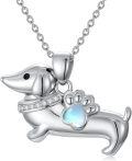 wholesale 925 Sterling Silver Dachshund and Paw Print Charm Necklace for Women Girls -0-0