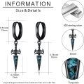wholesale 925 Sterling Silver Black Cross Feather Sword Spike Star of David Dangle Earrings with Turquoise and Malachite inlaid on Abalone Shell for Men Women PUNK GOTHIC s-0-5
