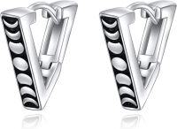 wholesale 925 Sterling Silver Black Moon Phase Triangle Skull Viking Rune Wolf Hoop Earrings-Moon Phase Triangle Hoop Earrings