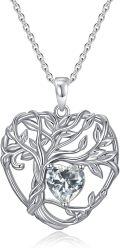 wholesale TOUPOP Tree Of Life Necklace Sterling Silver Diamond April Birthstone Pendant Necklace Irish Celtic Heart Tree Jewelry Birthday Christmas Gifts For Women Wife Girlfriend -0-0