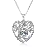 TOUPOP Sterling Silver Diamond Tree Of Life Pendant Necklace-undefined