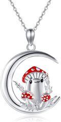wholesale 925 Sterling Silver Mushroom Moon Pendant Necklace - Gifts for Women and Girls-0-0