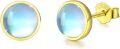 wholesale 925 Sterling Silver Blue Opalite Round Stud Earrings for Sensitive Ears-0-0