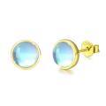 wholesale 925 Sterling Silver Blue Opalite Round Stud Earrings for Sensitive Ears-0-0